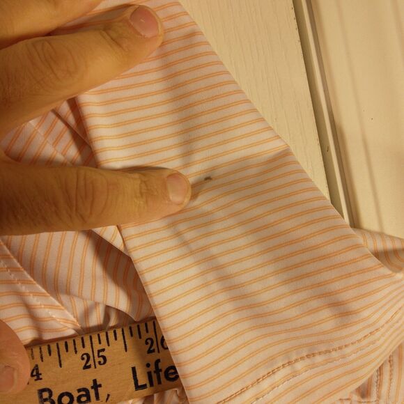 FootJoy FJ golf polo shirt mens 2XL XXL peach stripe performance short sleeve - Picture 7 of 10